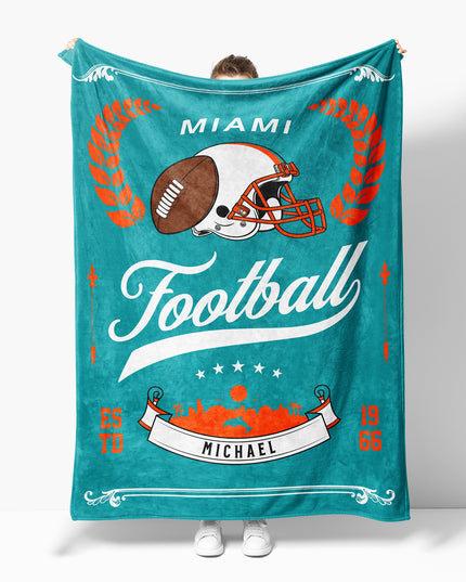 Miami Football Blanket (Personalized)