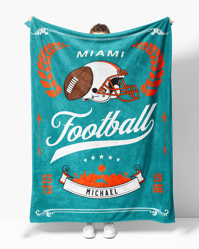 Miami Football Blanket (Personalized)