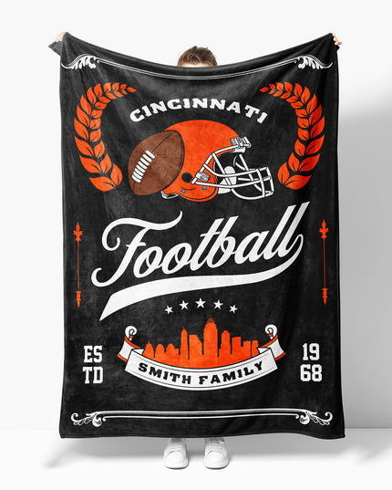 Cincinnati Football Blanket (Personalized)