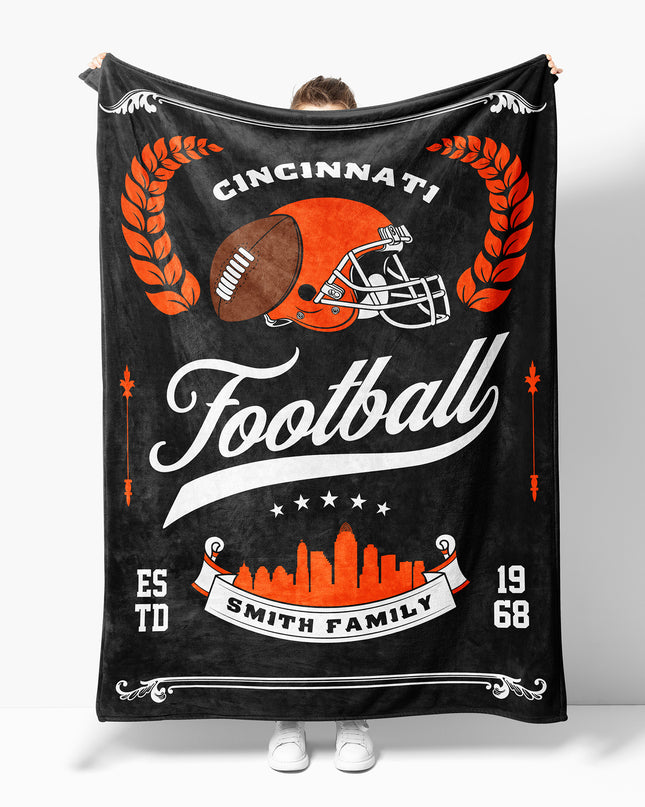Cincinnati Football Blanket (Personalized)
