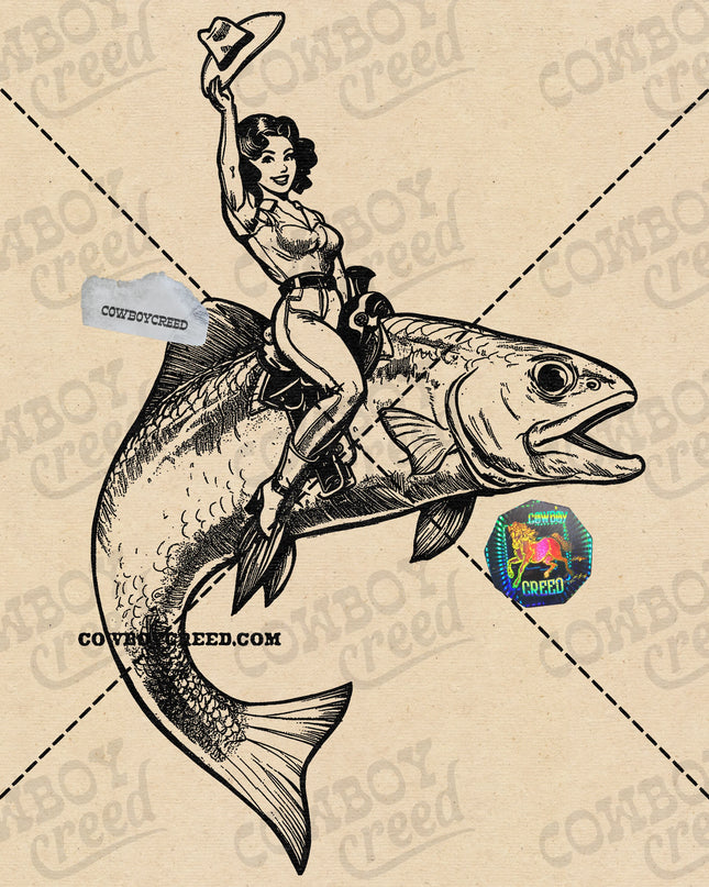 Cowgirl Riding Fish