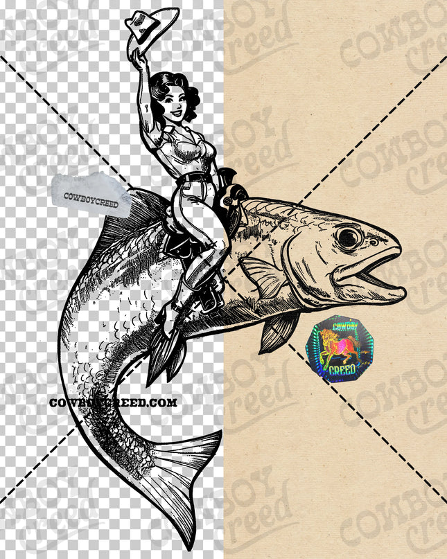 Cowgirl Riding Fish