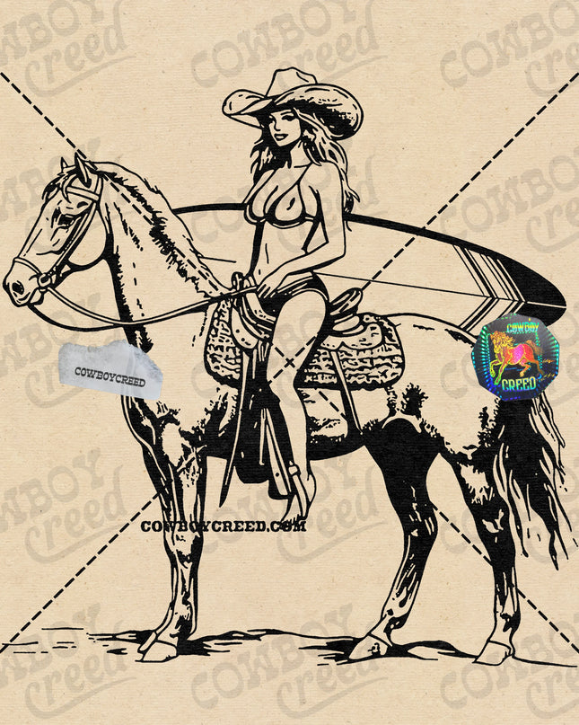 Cowgirl Surfer Horse