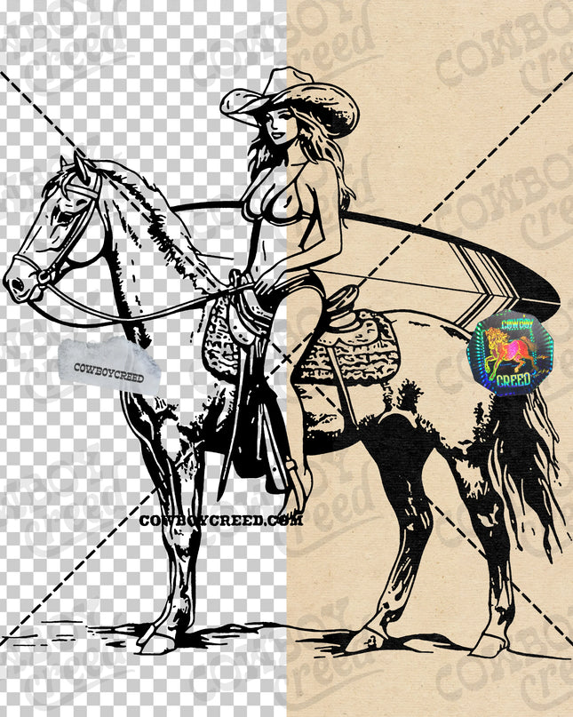 Cowgirl Surfer Horse