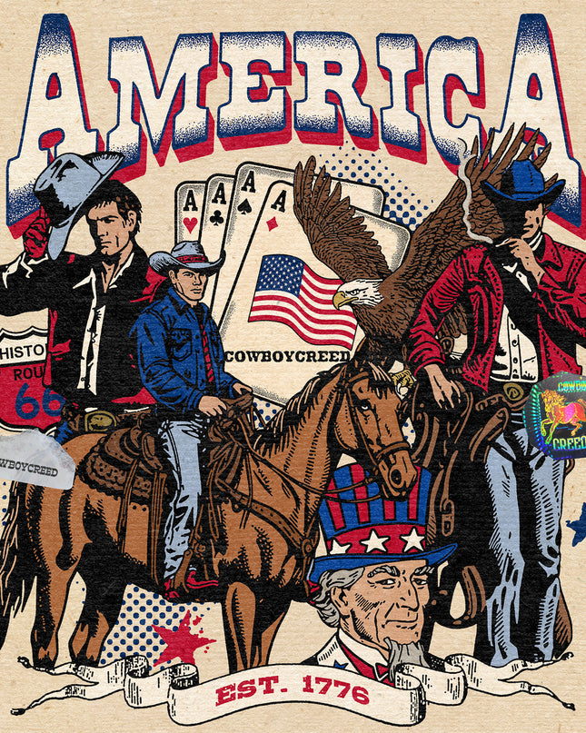 America Cowboy Collage
