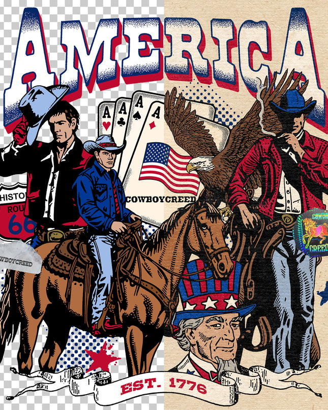 America Cowboy Collage