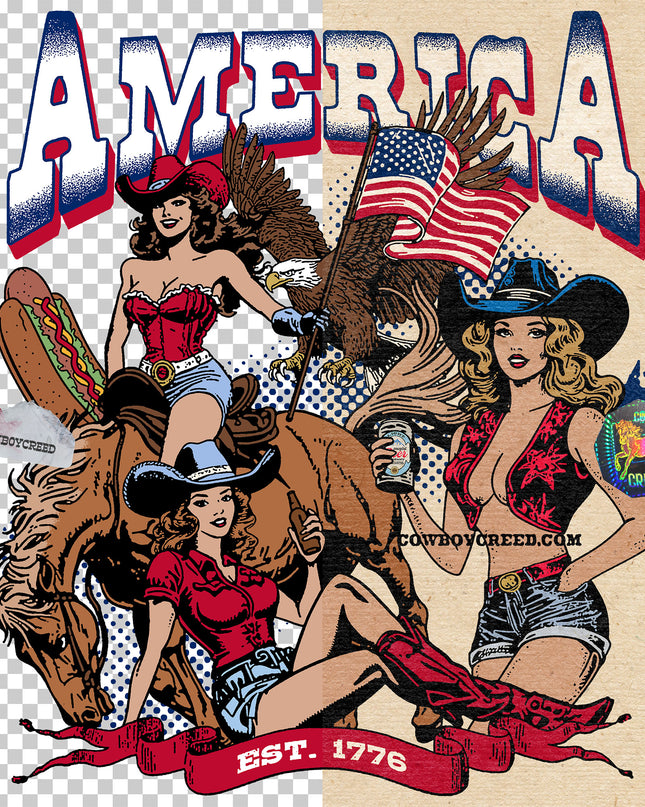 America Cowgirl Collage