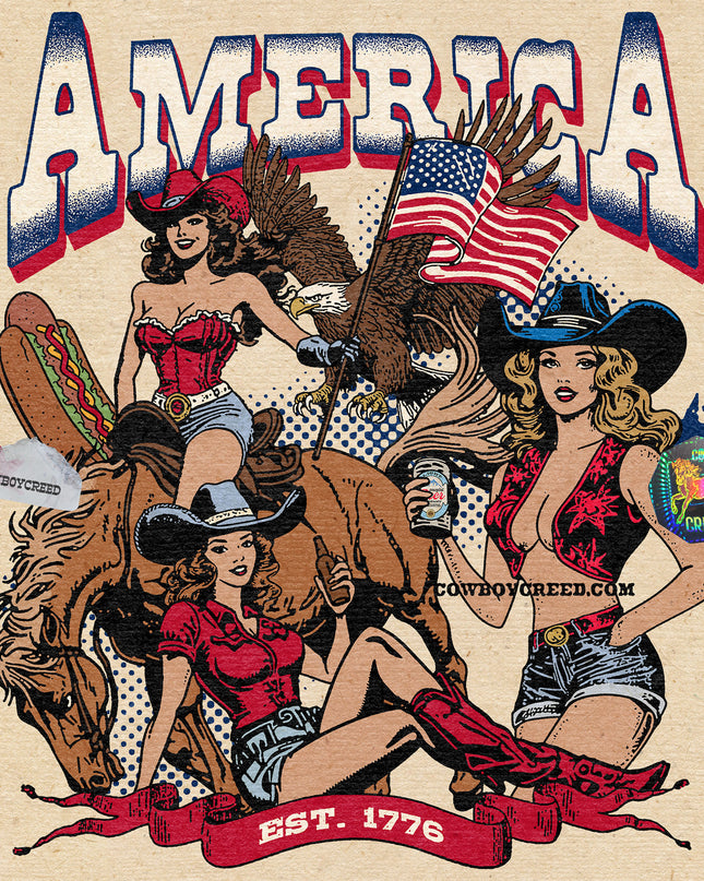 America Cowgirl Collage